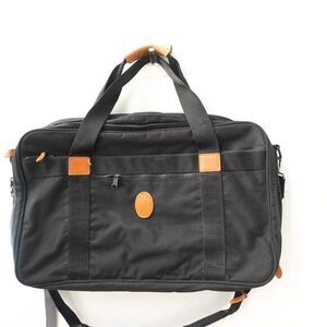 Vintage DIOR‎ Travel Briefcase Document Bag XL Black Canvas Utility Zip Around